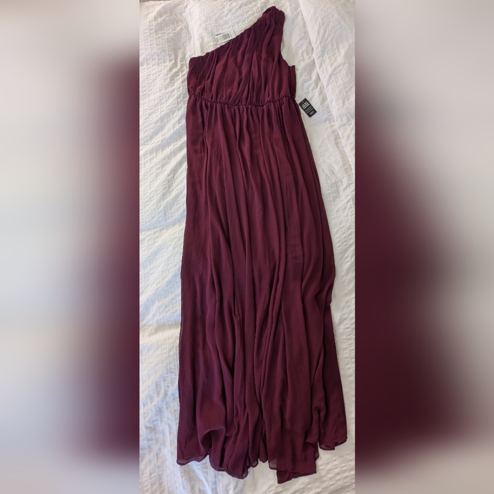 Burgundy One-Shoulder Dress